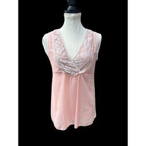 Pink Lace-Trimmed Sleeveless Blouse By Twenty One
